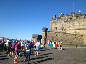 International runners at Edinburgh Castle during the ~5km International Breakfast Run, part of the Edinburgh Marathon Festival. Saturday, 25 May 2013