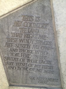 One of a number of poems and quotes on the outside wall of the Scottish Parliament in Edinburgh