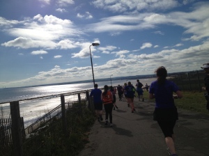 One of the breathtaking moments in a beautiful half marathon course through Edinburgh and along the Firth of Forth. Saturday, 26 May 2013